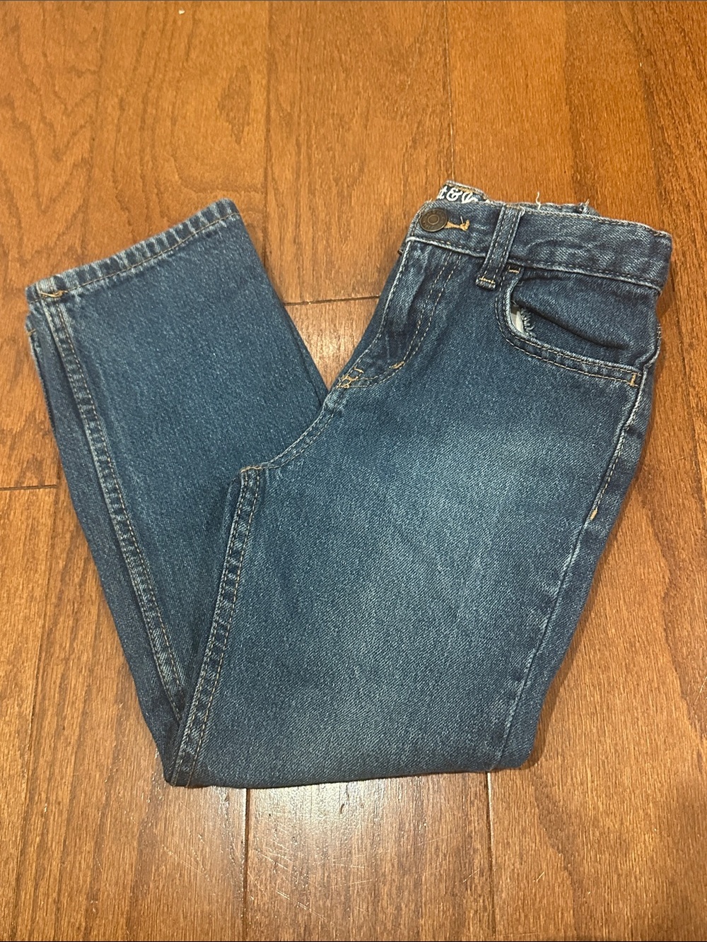 Cat & Jack girls blue denim jeans  relaxed straight fit adjustable waist